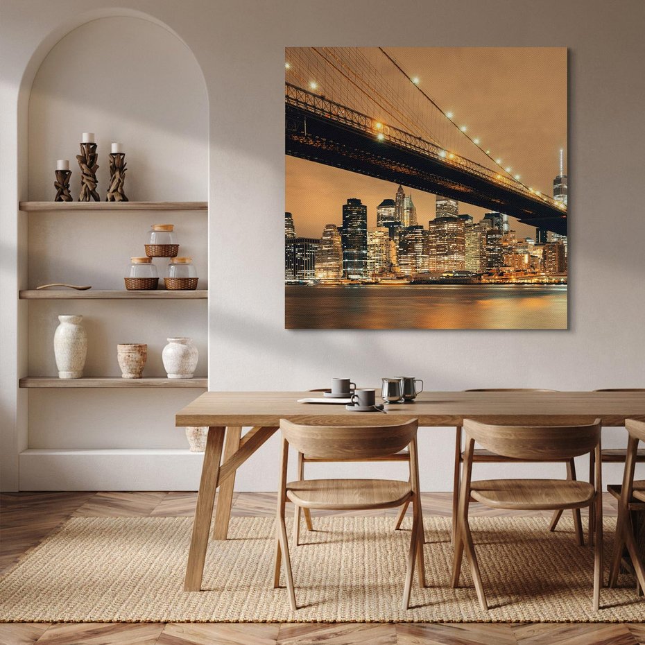 Obraz na płótnie 50x50 - magiczne połączenie miast - most, Nowy Jork