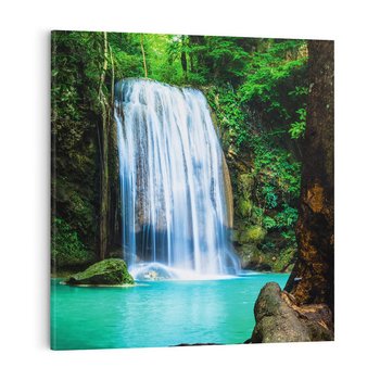 Obraz na płótnie 60x60 - : Moc Natury - wodospad, rzeka