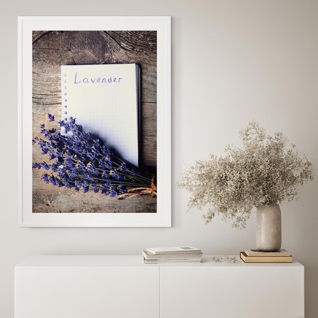 Plakat w ramie 40x50 - Lawendowa Magia - lawenda, fiolet - rama biała