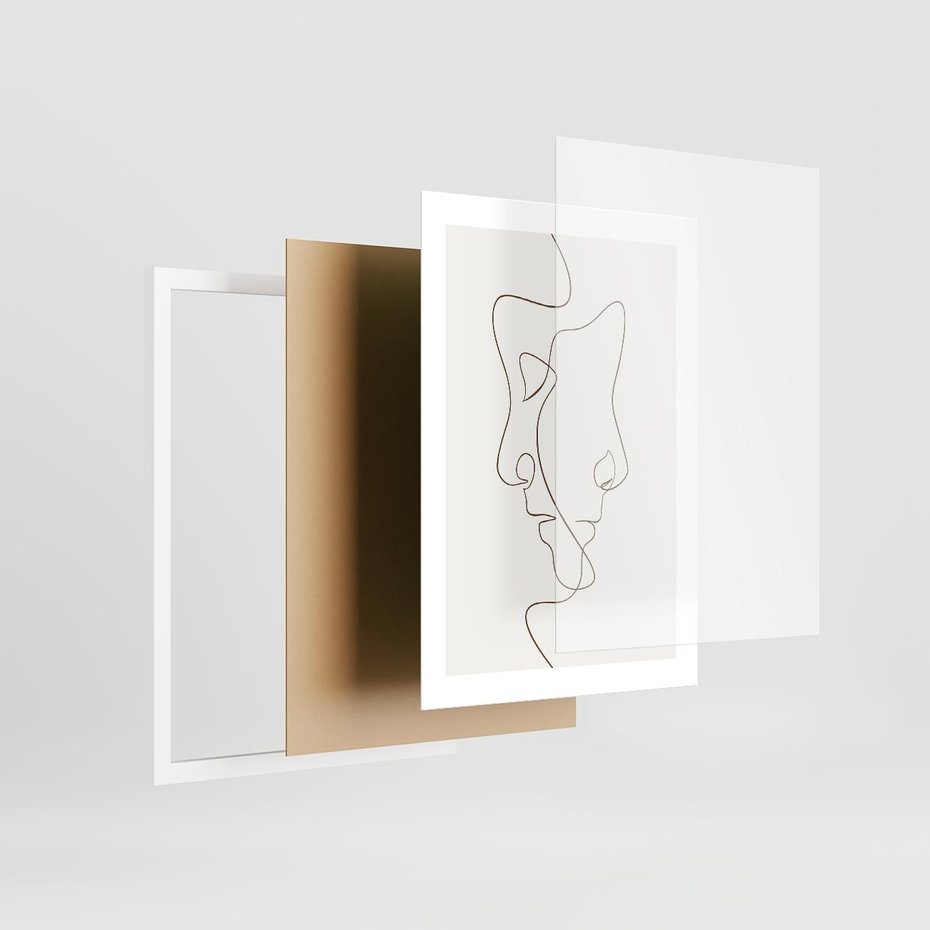 Plakat w ramie 30x40 - Jedna Linia, Dwie Twarze - minimalistyczny plakat, dwie twarze - rama biała