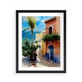 Plakat w ramie 40x50 - Spokój Miasta nad Morzem - akwarela, sródziemnomorski klimat - rama czarna