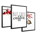 Zestaw obrazy w ramie 50x70 galeria - Kawa, jesień, first, coffee, typografia - rama czarna