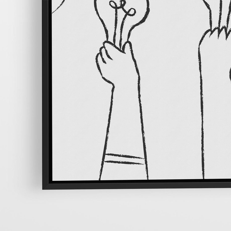 Obraz w ramie 50x50 - Idea w Rękach - szkic, grafika - rama czarna