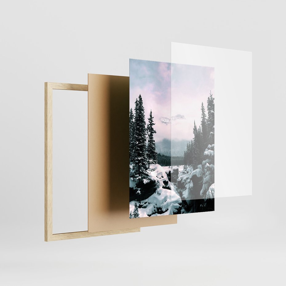 Zestaw obrazy w ramie 50x70 galeria - Motywacja, cytat, napis, góry - rama drewno