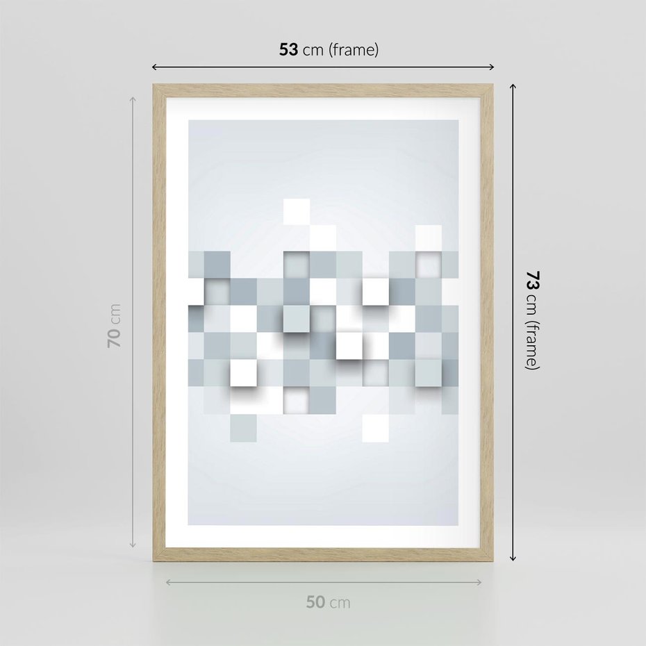 Plakat w ramie 50x70 - Trójwymiarowe formy geometryczne - geometria, 3D - rama drewno