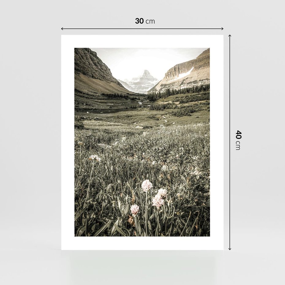 Plakat bez ramy 30x40 - Nostalgiczne Góry - górski krajobraz, łaka w górach