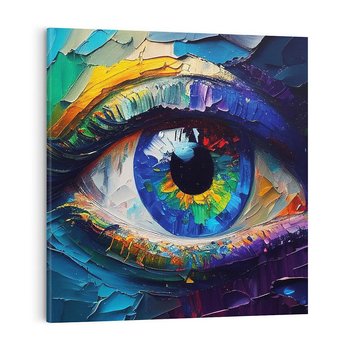 Obraz na płótnie 40x40 - Mistyka Tęczowego Oka - oko, obraz olejny
