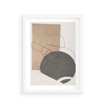 Plakat w ramie 50x70 - Geometryczna Elegancja: One Line - geometria, nowoczesna sztuka - rama biała