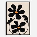 Obraz w ramie 70x100 - Wyjątkowość Boho - minimalistyczny abstrakcyjny obraz, prymitywne kwiaty - rama czarna