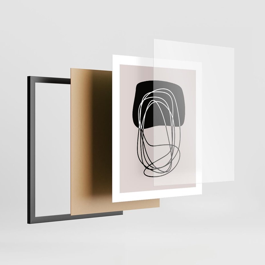 Plakat w ramie 40x50 - Strukturalne Kontrasty - abstrakcyjne szkicowane linie, minimalizm - rama czarna