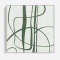 Obraz w ramie 50x50 - Zielony Spokój - zielona abstrakcja, spokojny plakat - rama biała