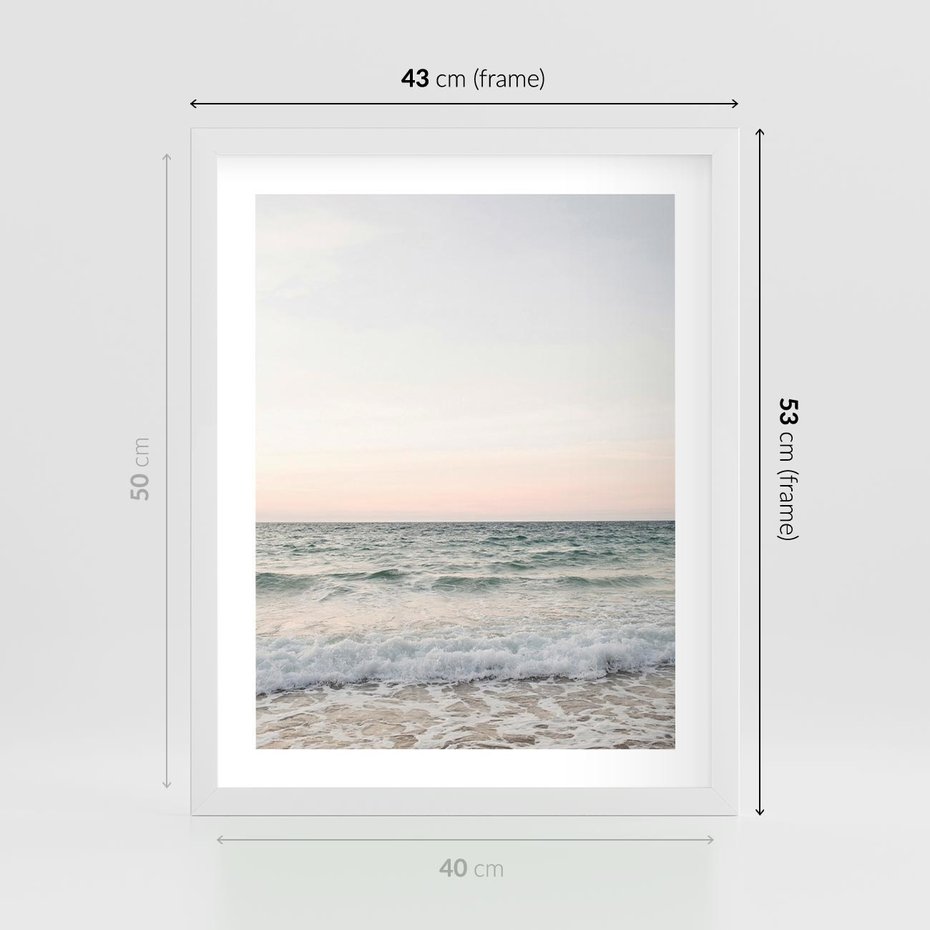 Plakat w ramie 40x50 - Morze i Fale - morze, fale - rama biała