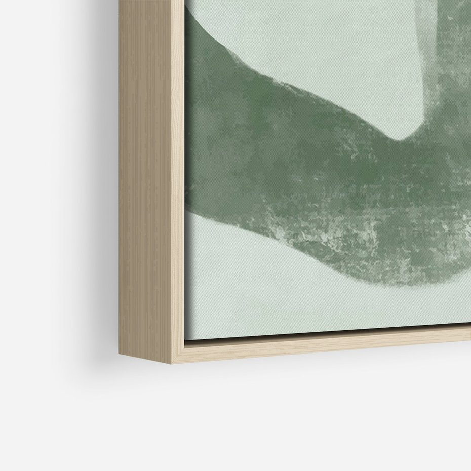 Obraz w ramie 50x70 - Nurtująca Kompozycja Zieleni - abstrakcyjne delikatne zielone linie, podobne do gałęzi kwiatów - rama drewno