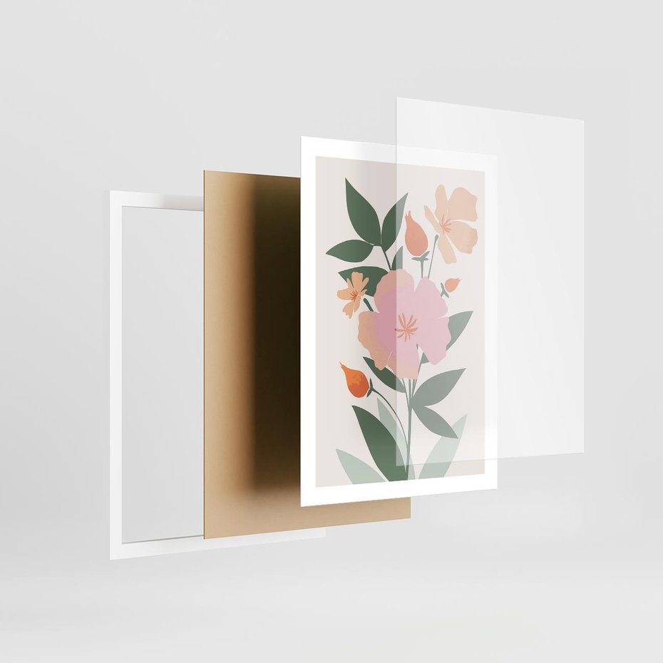 Plakat w ramie 50x70 - Kwiatowe Nastroje - kwiat, sztuka nowoczesna - rama biała