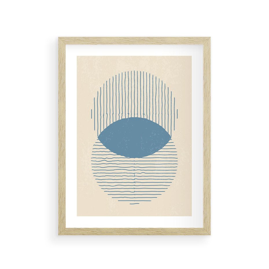 Plakat w ramie 30x40 - Wnętrza Refleksji - geometryczne kształty, koła - rama drewno