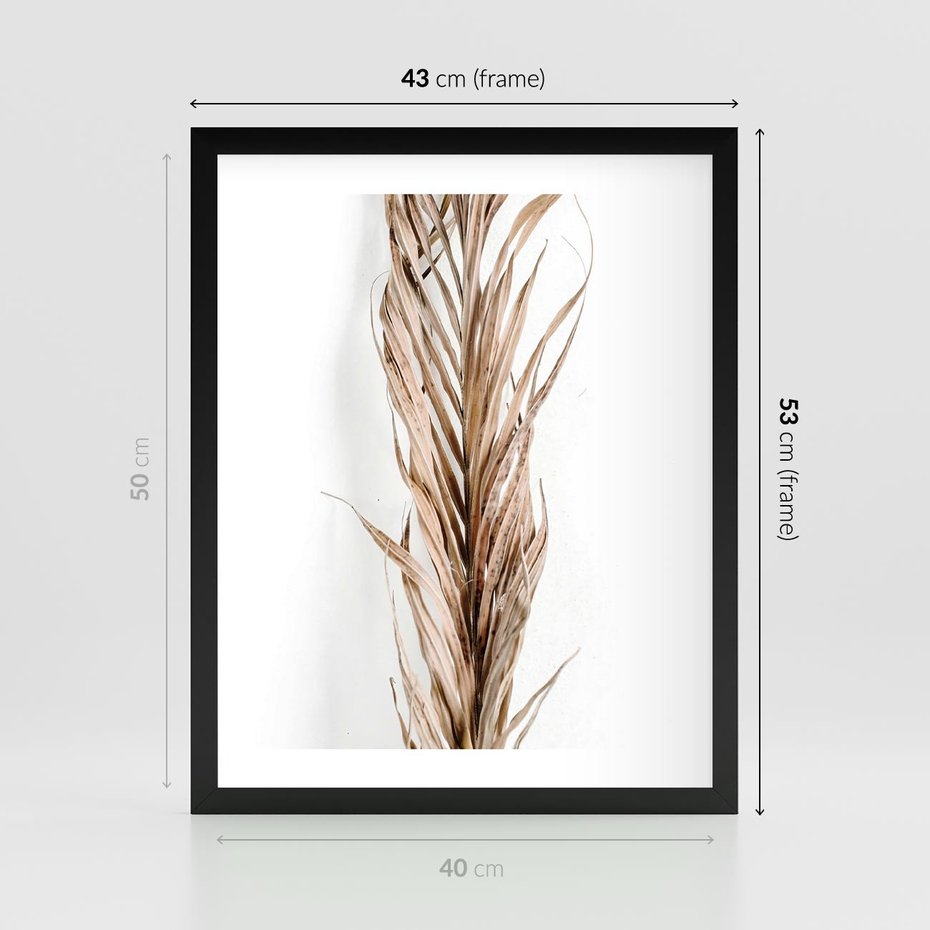Plakat w ramie 40x50 - Minimalizm Palmowy: Sucha Uroda - sucha palma, minimalizm - rama czarna