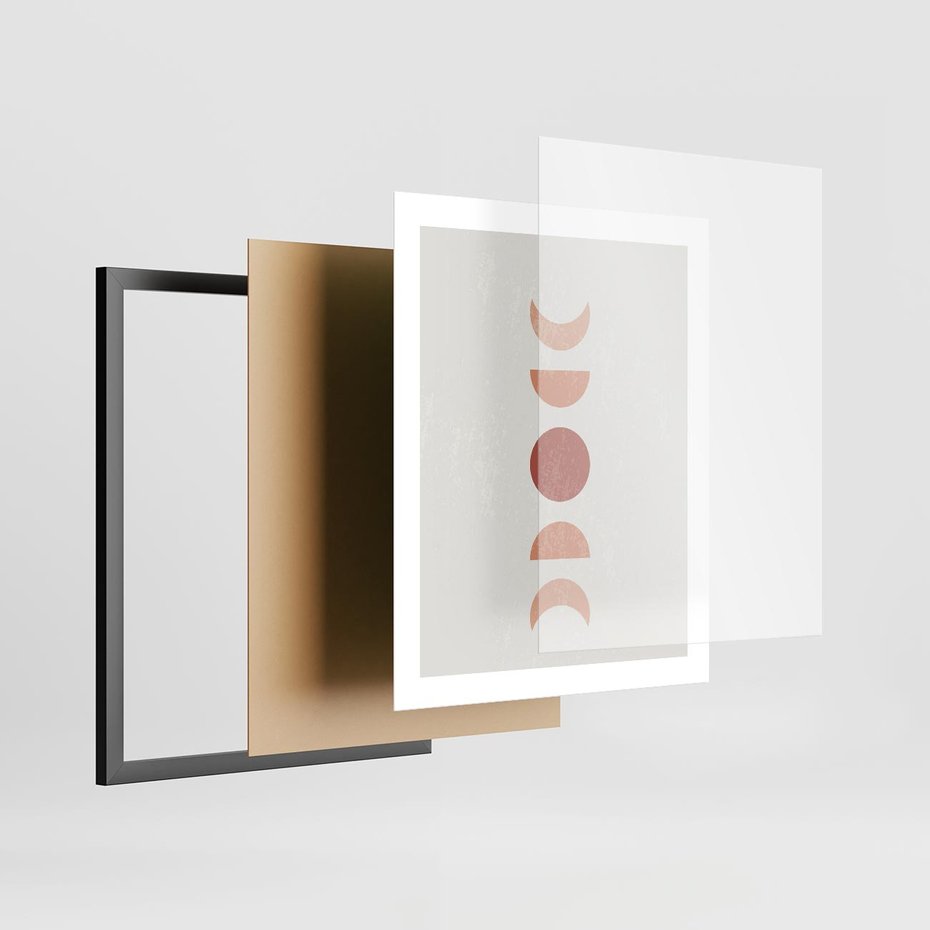 Plakat w ramie 40x50 - Mistyka Boho - boho plakat, beże brązy - rama czarna