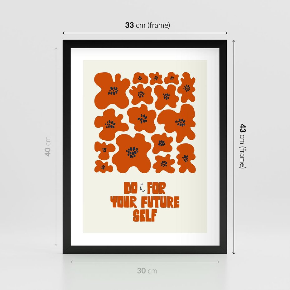 Plakat w ramie 30x40 - Taniec Kolorowych Promieni - self care, kompozycja kwiaty - rama czarna