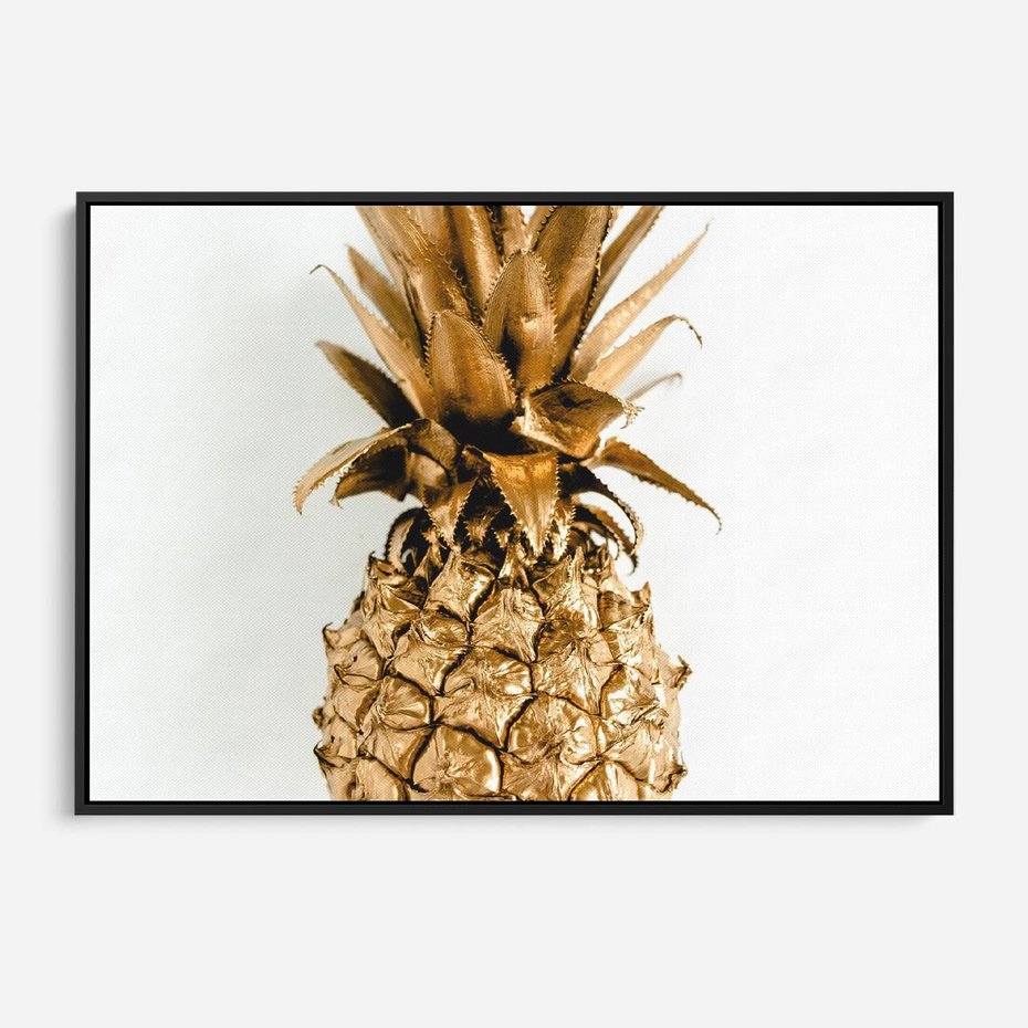 Obraz w ramie 70x50 - Ekskluzywny Akcent - złoty, ananas - rama czarna