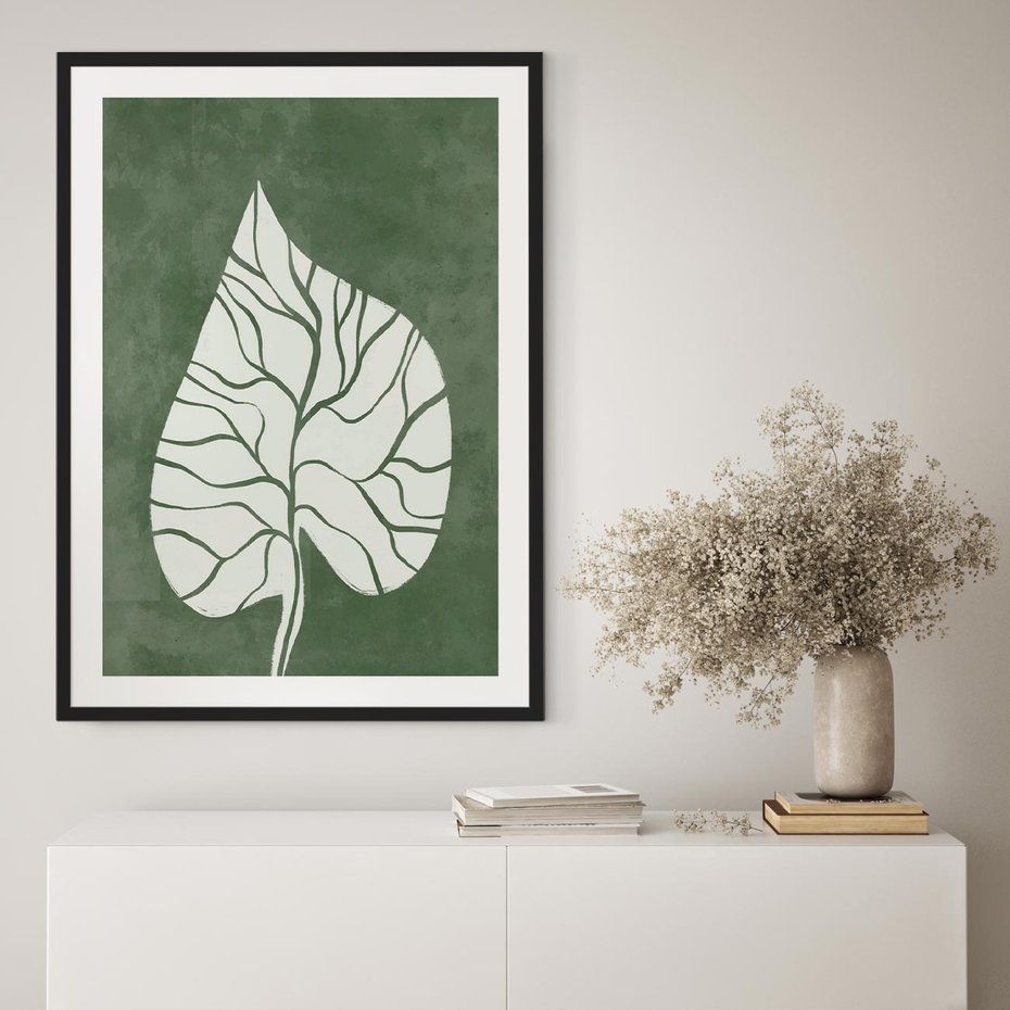 Plakat bez ramy 21x30 - Migotliwe Wnętrze Zieleni - zielony plakat, roślinne motywy