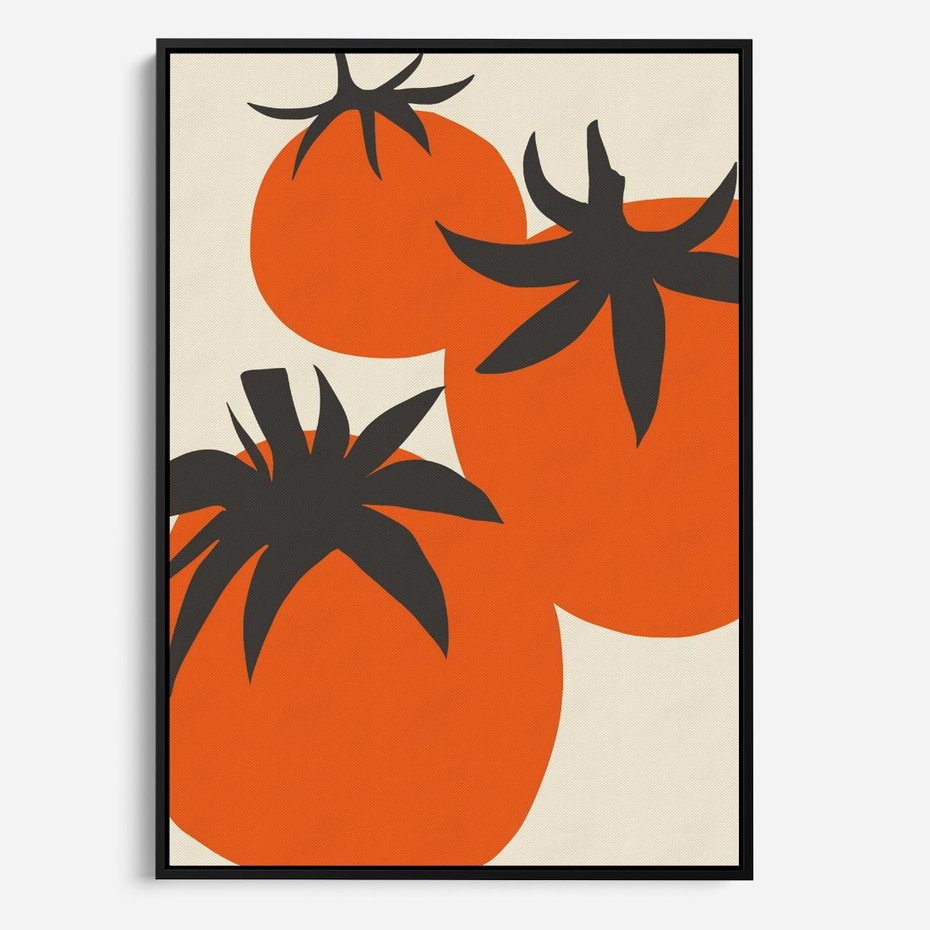 Obraz w ramie 70x100 - Jadalne Kształty - nowoczesny plakat do kuchni, pomidory - rama czarna