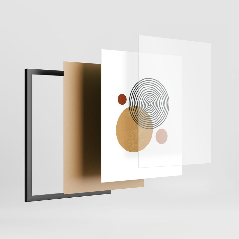 Plakat w ramie 40x50 - Wewnętrzne Formy - koła okręgi, abstrakcyjna nowoczesna sztuka - rama czarna