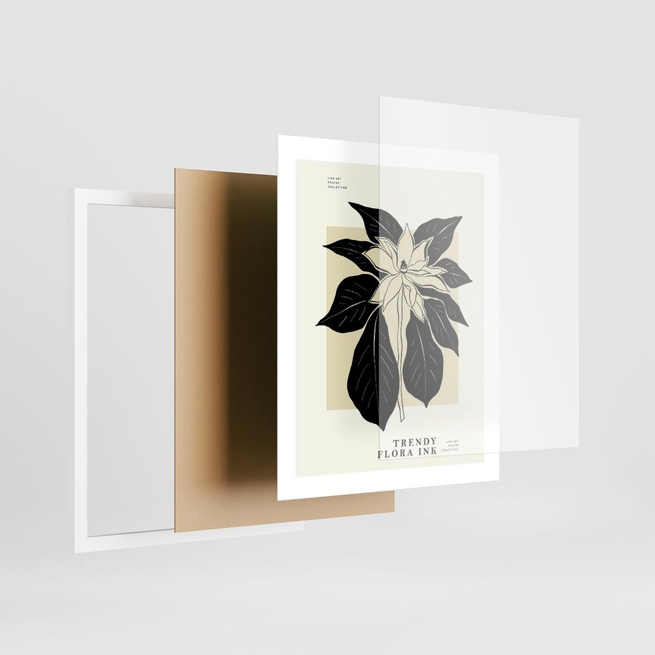 Plakat w ramie 40x50 - Melancholia przerywanych linii - wiaty, typografia - rama biała