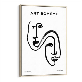 Obraz w ramie 50x70 - Rozbijające Granice Boho - boho sztuka, twarze - rama drewno