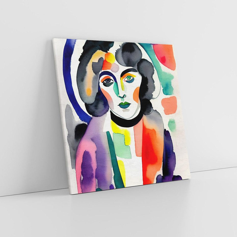 Obraz na płótnie 80x80 - Subtelne Akwarelowe Ulotności - abstrakcyjny akwarelowy portret kobiety, rozmyte farby