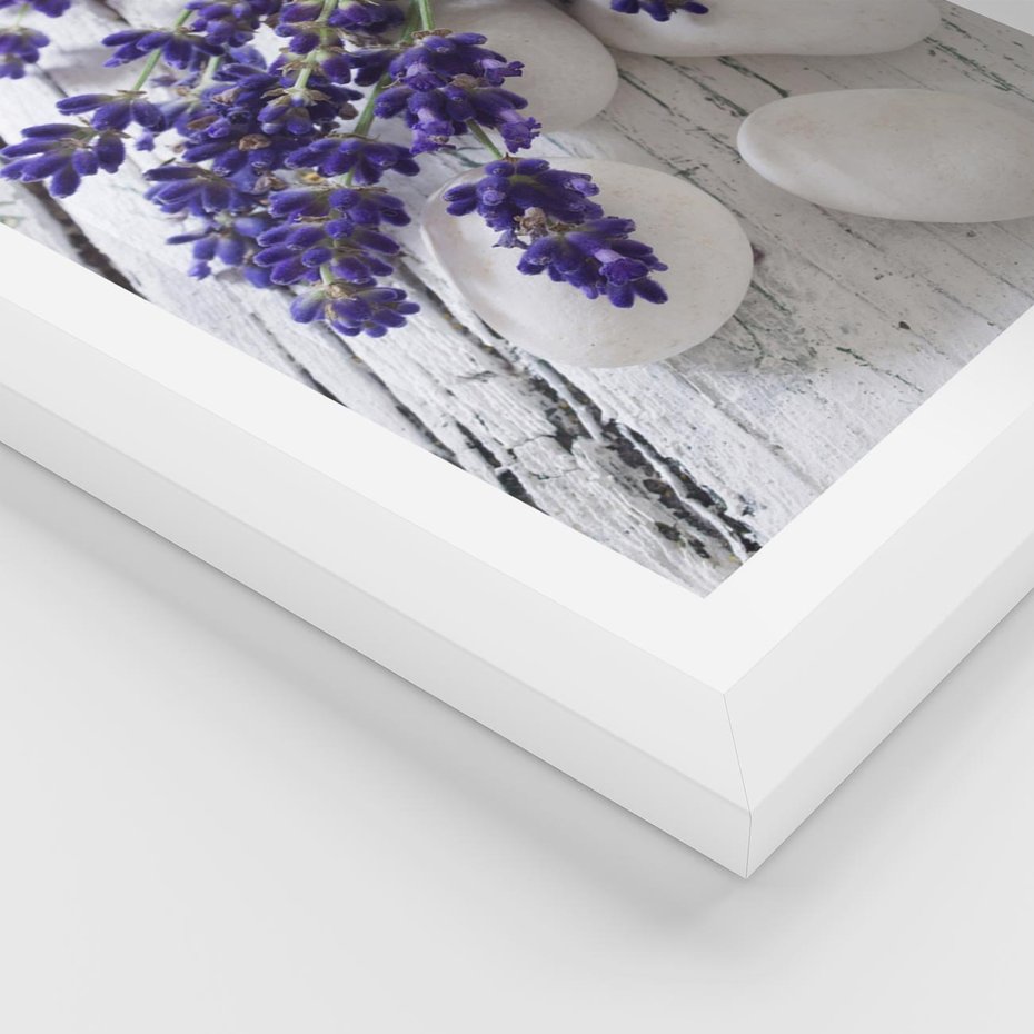 Plakat w ramie 50x70 - relaks z aromatem - lawenda, spa - rama biała