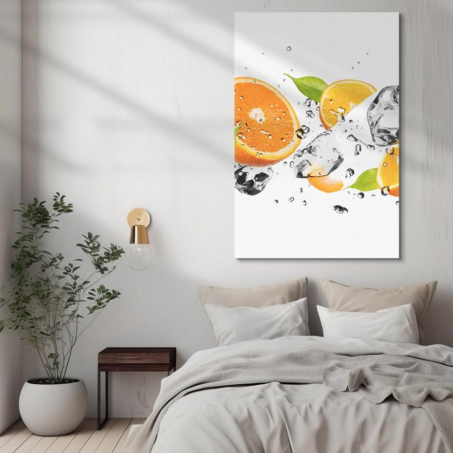 Obraz na płótnie 80x120 - Słoneczne pomarańcze z wodą - pomarańcze, woda