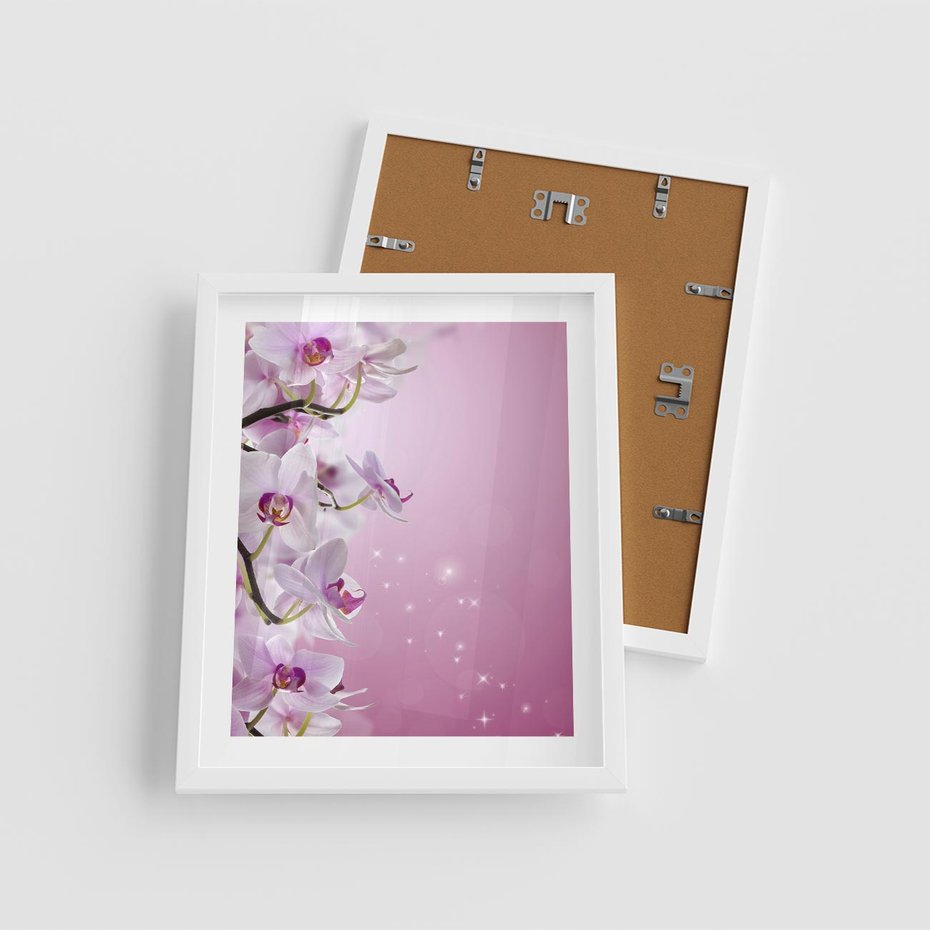 Plakat w ramie 40x50 - Relaksujące Piękno - kwiaty, orchidea - rama biała
