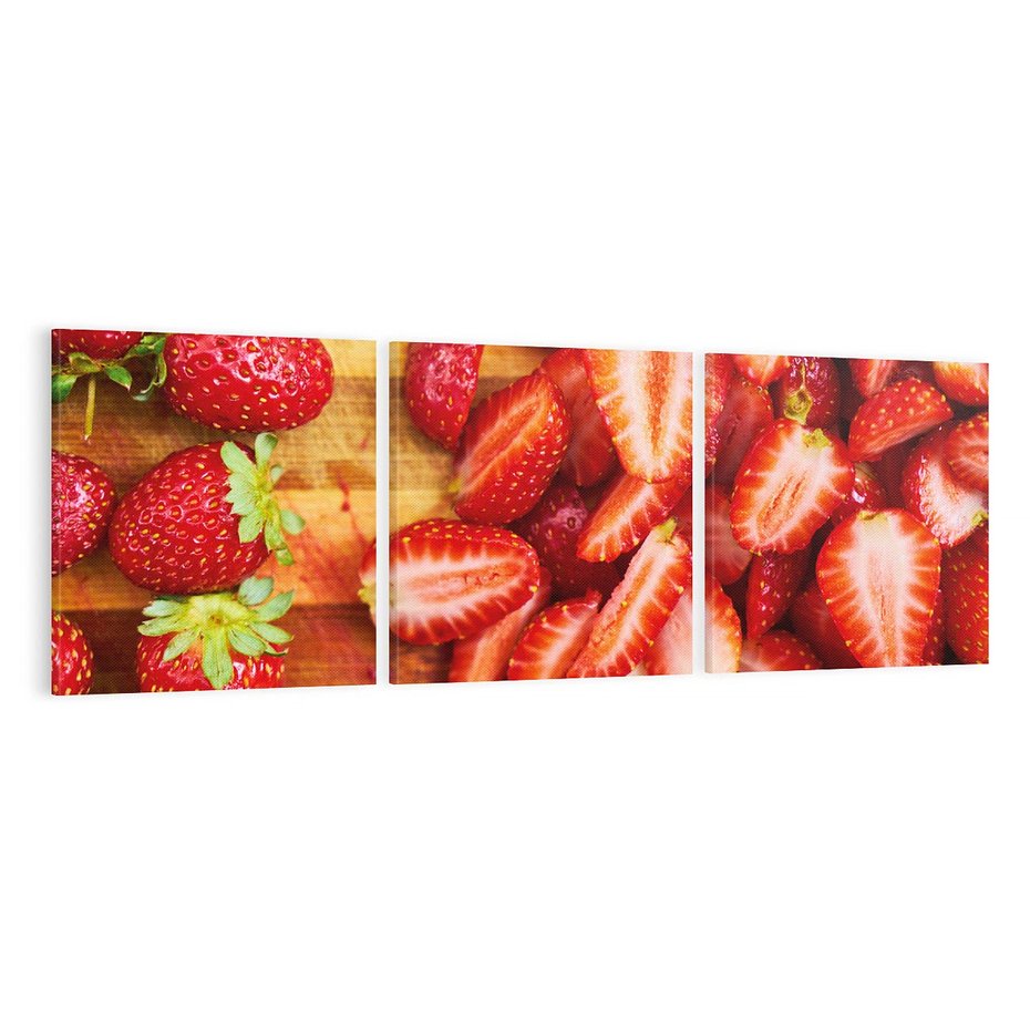 Obraz na płótnie 120x40 - Truskawki - Smak Lata w Owocowym Ogrodzie - truskawki, owoce