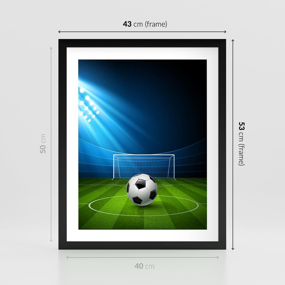 Plakat w ramie 40x50 - Piłkarska ekscytacja w momencie gola - piłka, nożna - rama czarna