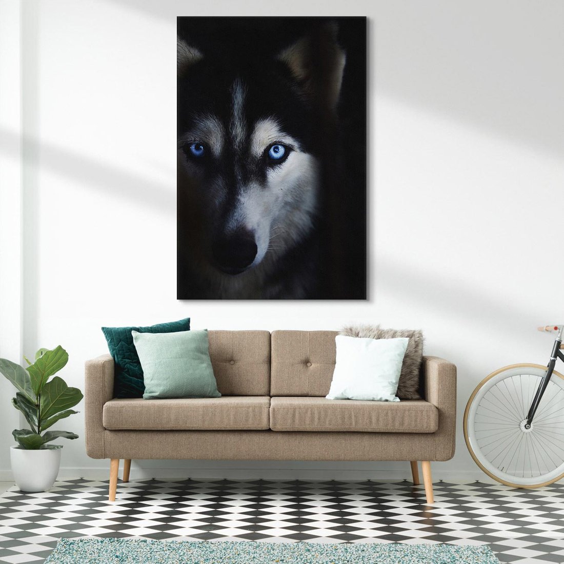 Obraz na płótnie 70x100 - Wilk i husky: siła przyjaźni - wilk, husky