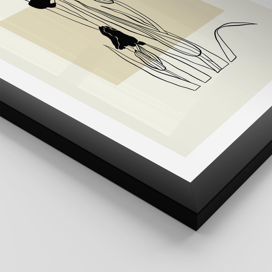 Plakat w ramie 50x70 - Rozkwitające w konturach - irys, kwiaty - rama czarna