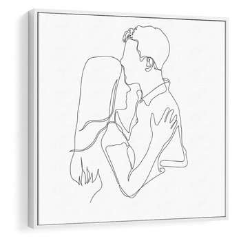 Obraz w ramie 50x50 - Bezgraniczne Przenikanie - para zakochanych, kobieta i mężczyzna - rama biała