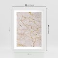 Plakat w ramie 30x40 - Beżowy Marmur i Złoto - marmur, beżowy marmur - rama biała