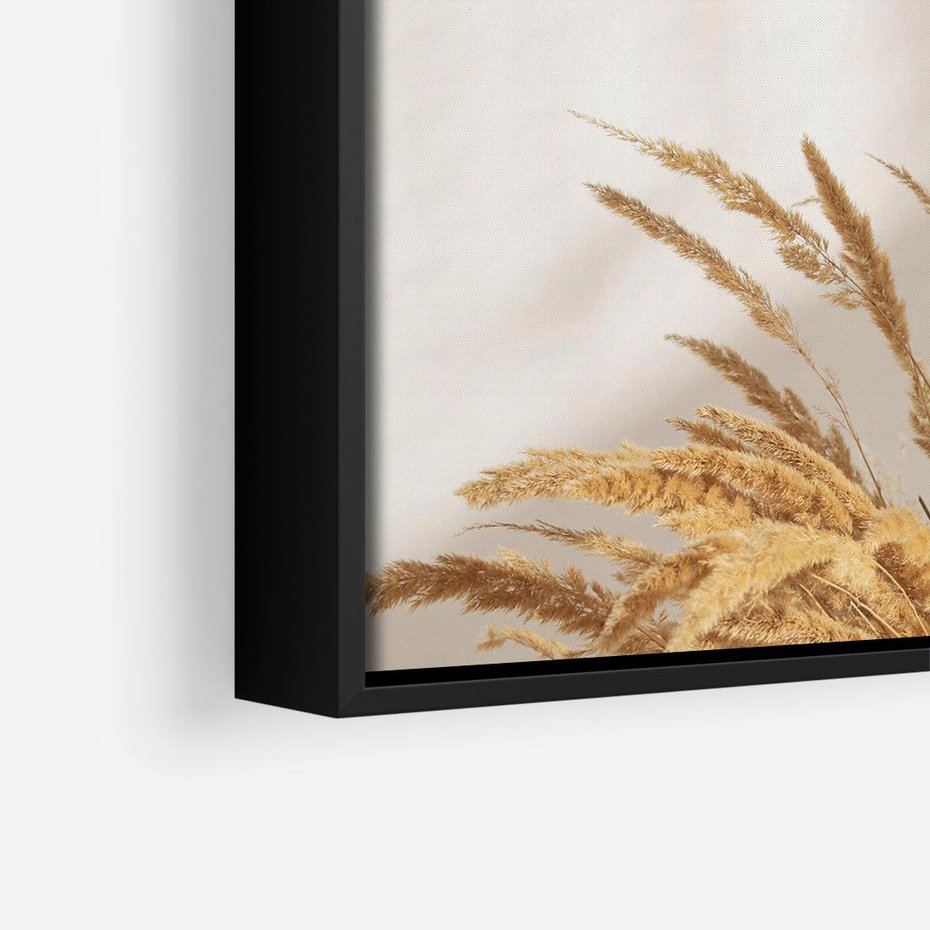 Obraz w ramie 50x50 - mpresyjne układy traw - boho, trawy - rama czarna