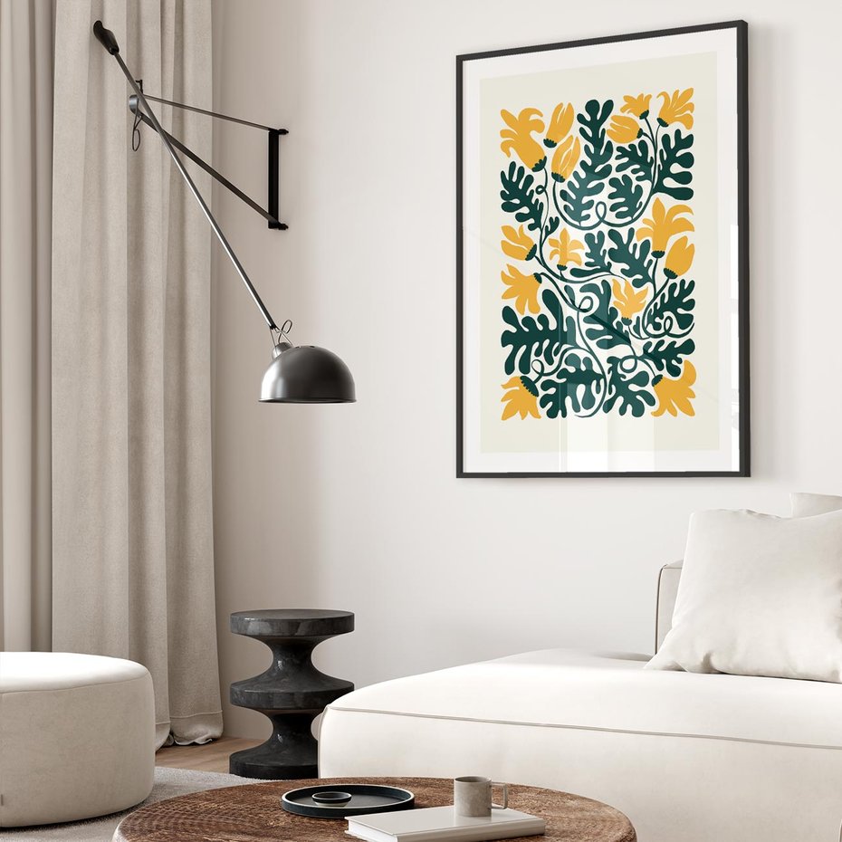 Plakat bez ramy 21x30 - Impulsy Kreatywności - abstrakcyjne żółte kwiaty, kompozycja