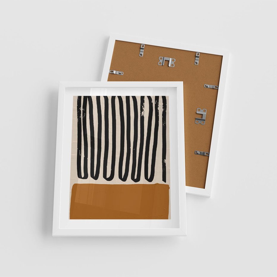 Plakat w ramie 40x50 - Boho Impulsy Kreatywności - abstrakcyjny plakat, brąz - rama biała