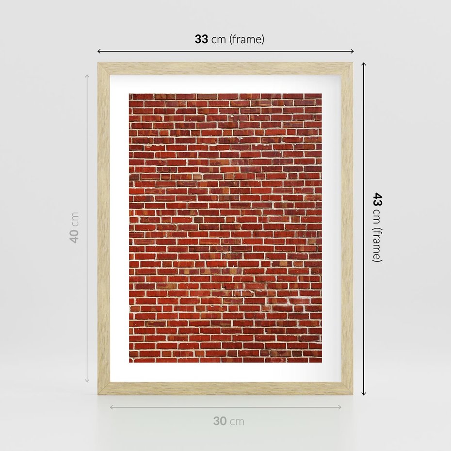 Plakat w ramie 30x40 - Mur z Cegieł - cegły, mur - rama drewno