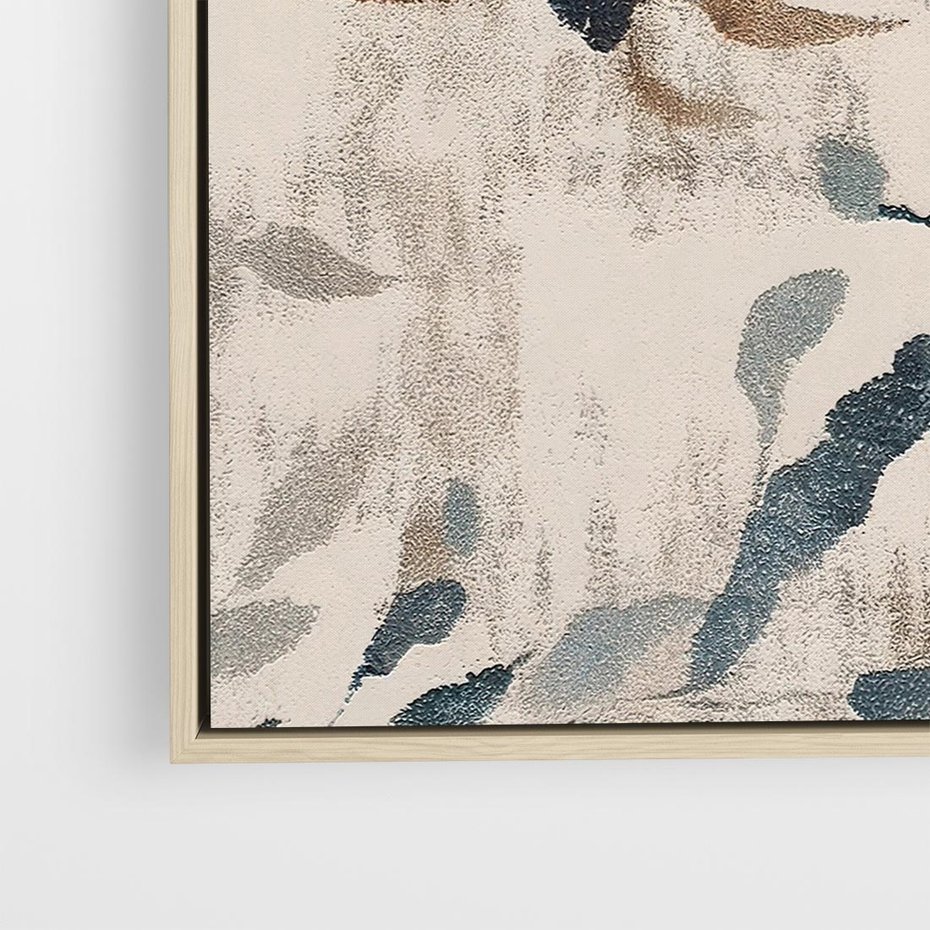 Obraz w ramie 80x80 - Refleksje liściowych barw - abstrakcyjne kształty, przypominają liście - rama drewno