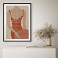 Plakat w ramie 30x40 - Kobiece Retro - minimalistyczny boho plakat, retro kobieta w stroju kąpielowym - rama czarna