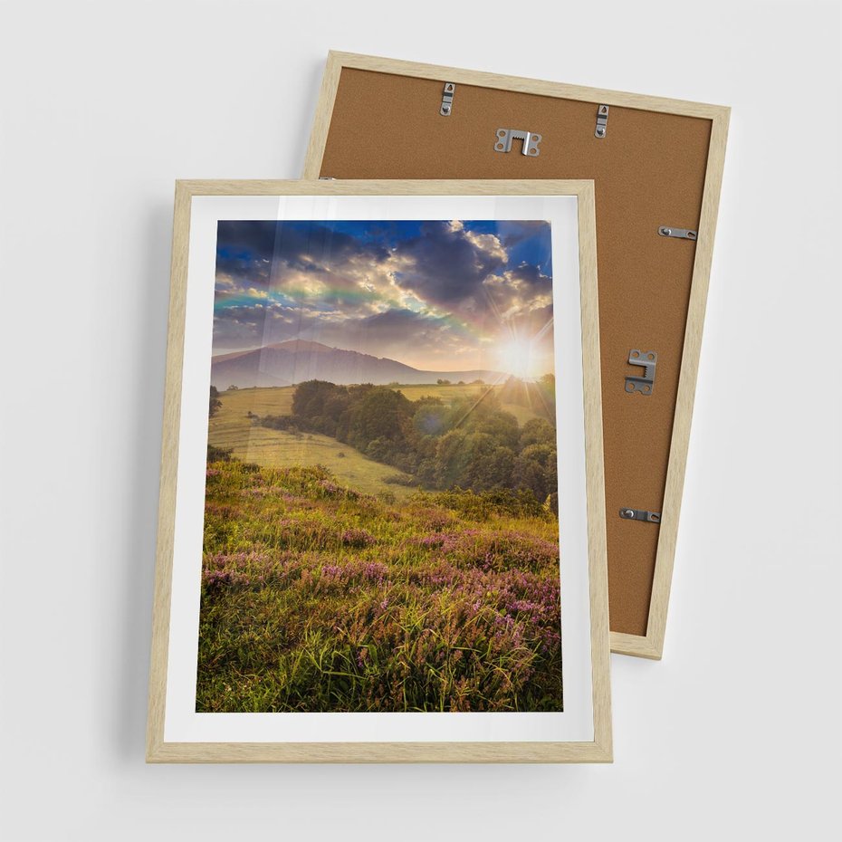 Plakat w ramie 50x70 - Pejzaż na łące - pejzaż, łąka - rama drewno