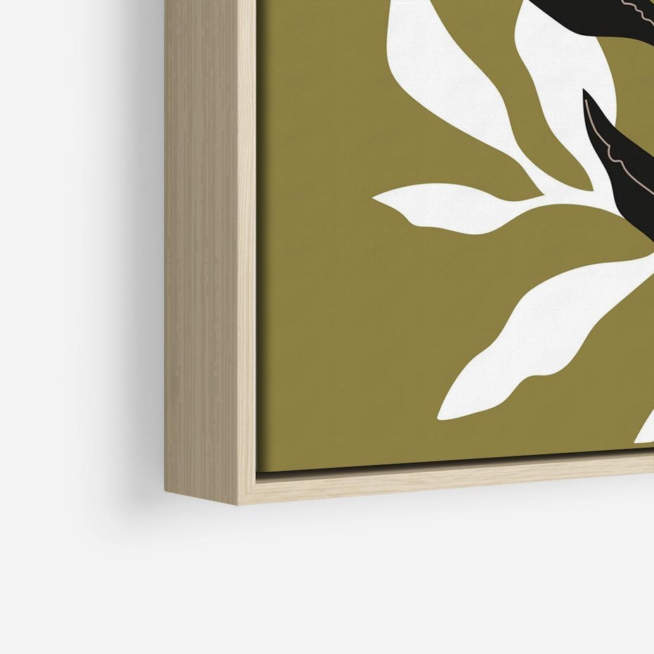 Obraz w ramie 50x50 - Wewnętrzne Odsłony - liście, gałązki - rama drewno