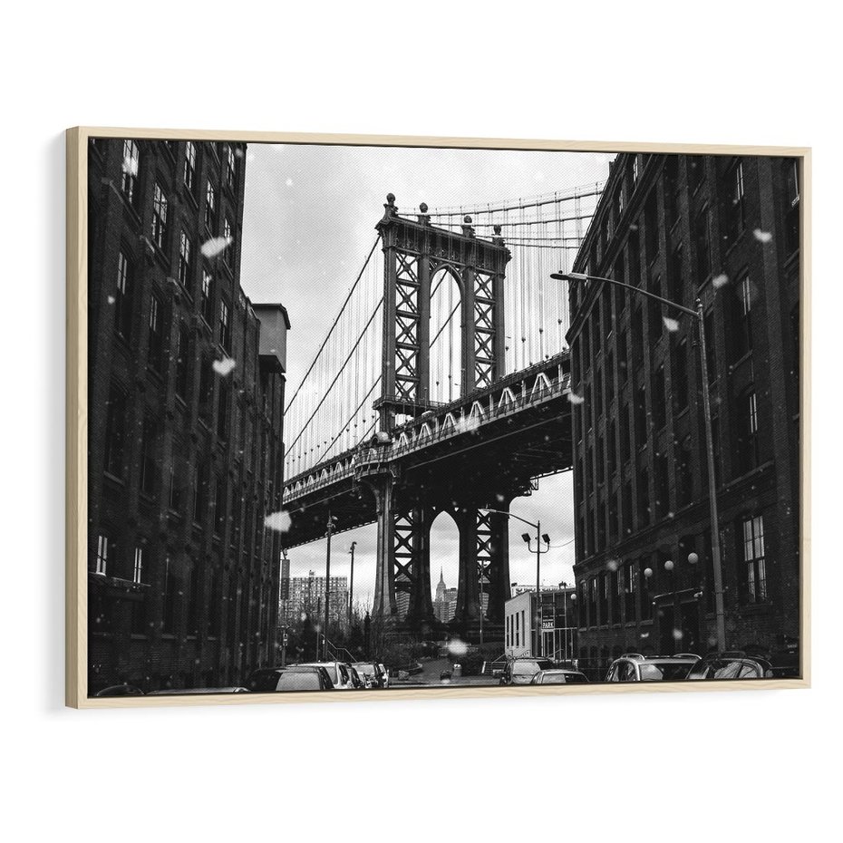 Obraz w ramie 120x80 - Ikona Miasta - Nowy Jork, most - rama drewno