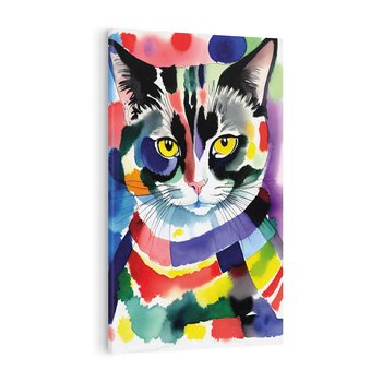 Obraz na płótnie 80x120 - Koci Przyjaciel - abstrakcyjny obraz, akwarela