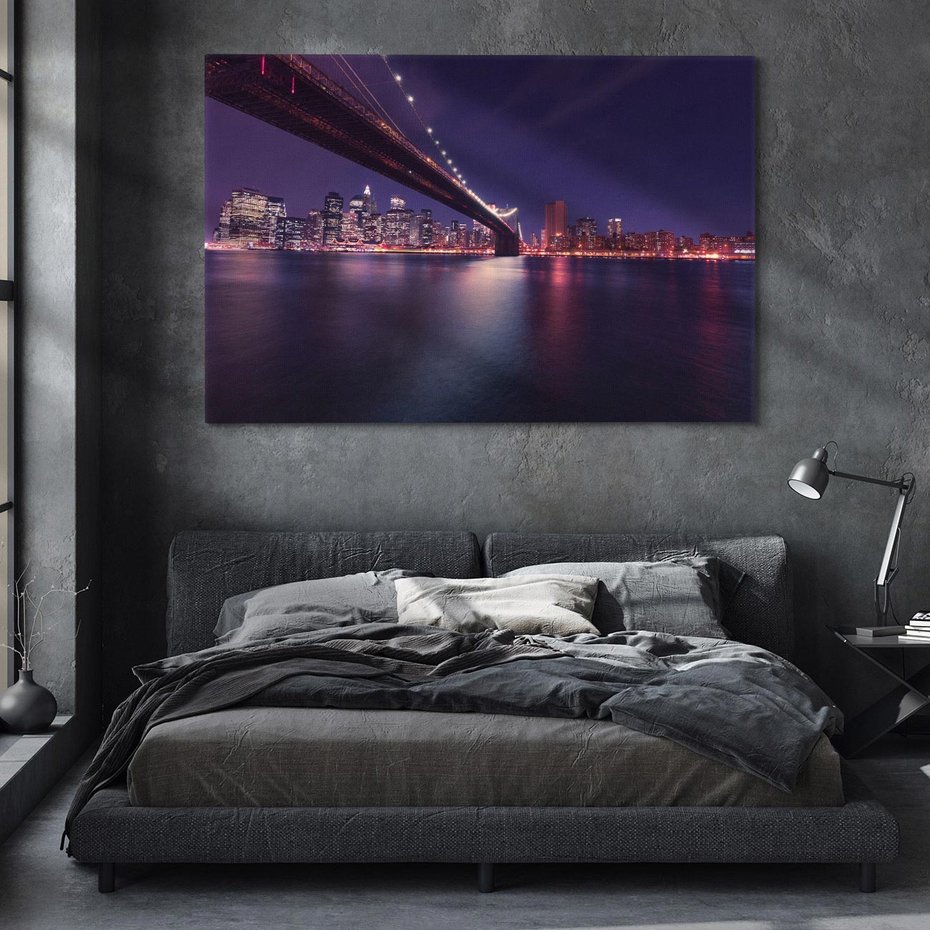 Obraz na płótnie 70x50 - Most w Nowym Jorku nocą - most, Nowy Jork