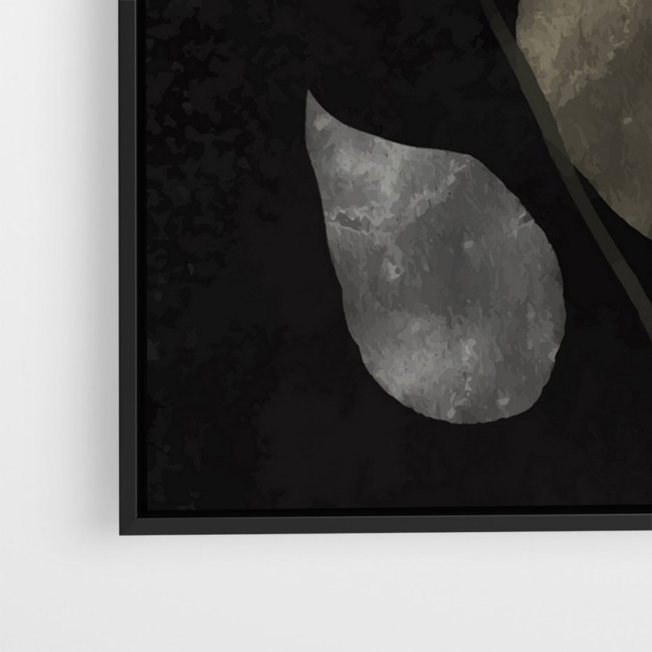 Obraz w ramie 70x100 - Mroczne Złudzenia - abstrakcyjne liście, mroczna atmosfera - rama czarna